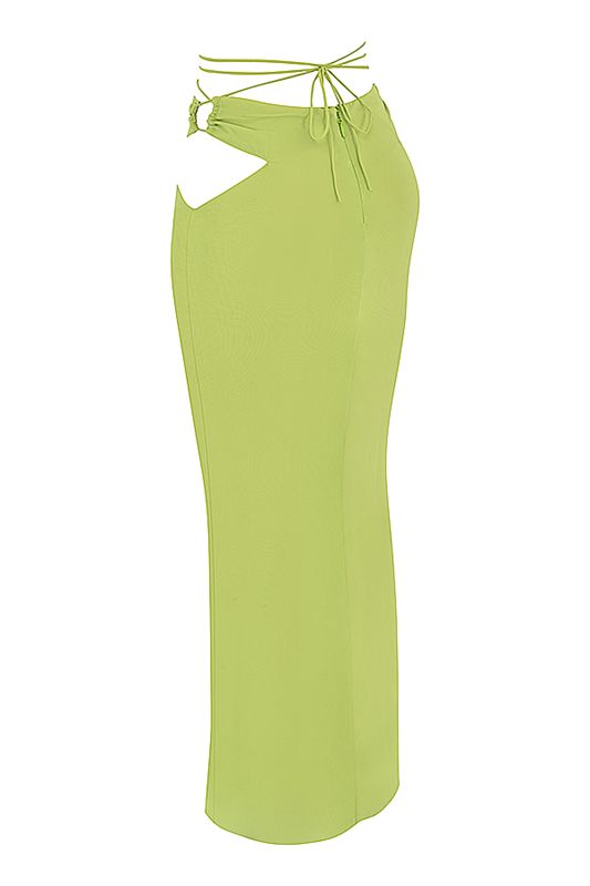 Jupe House Of Cb Green Georgette Maxi Vert Clair | XEU-435086