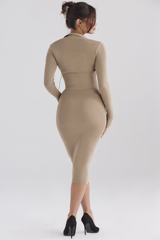 Jupe House Of Cb Knit Midi Marron | XSH-573902