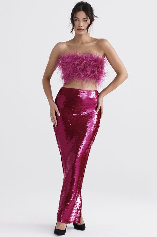 Jupe House Of Cb Pint Sequin Maxi Fushia | XBQ-496753