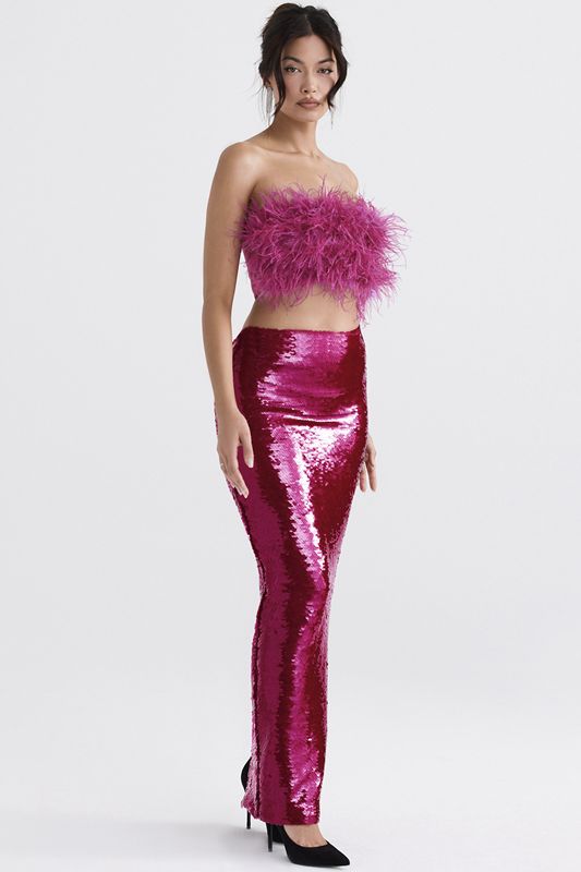 Jupe House Of Cb Pint Sequin Maxi Fushia | XBQ-496753