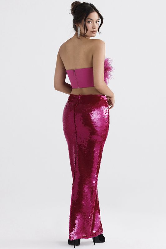 Jupe House Of Cb Pint Sequin Maxi Fushia | XBQ-496753