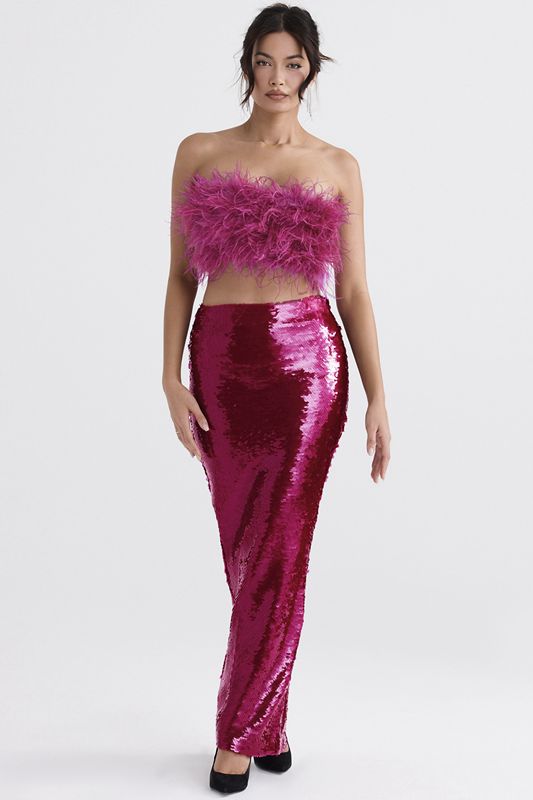 Jupe House Of Cb Pint Sequin Maxi Fushia | XBQ-496753