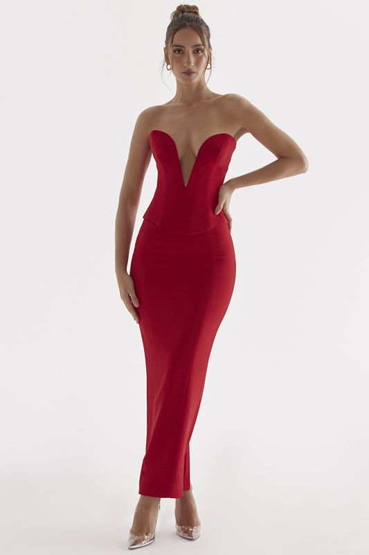 Jupe House Of Cb Rose Maxi Rouge | LKS-256307