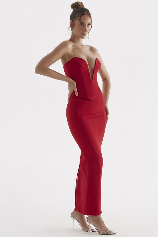 Jupe House Of Cb Rose Maxi Rouge | LKS-256307