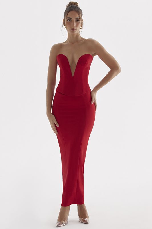 Jupe House Of Cb Rose Maxi Rouge | LKS-256307