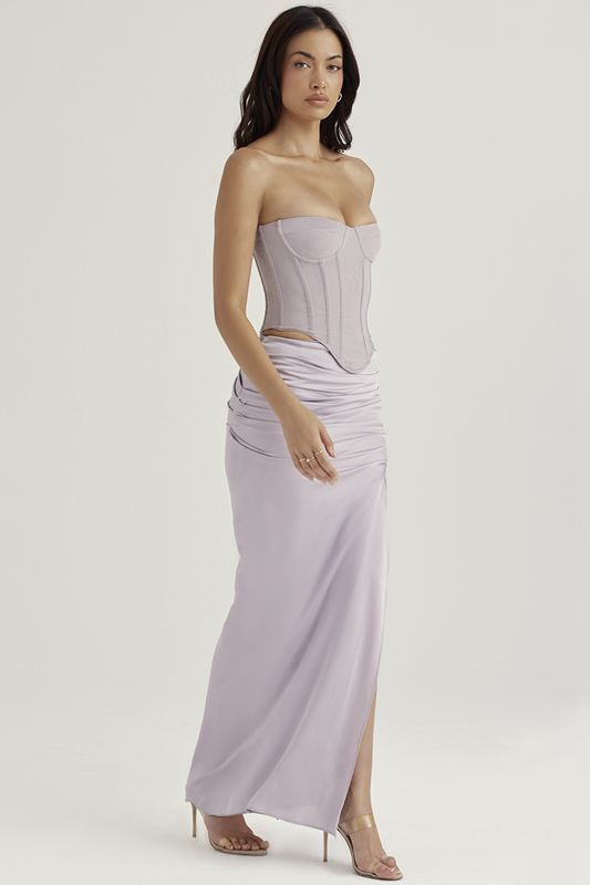 Jupe House Of Cb Satin Gathered Maxi Grise | WQY-503198