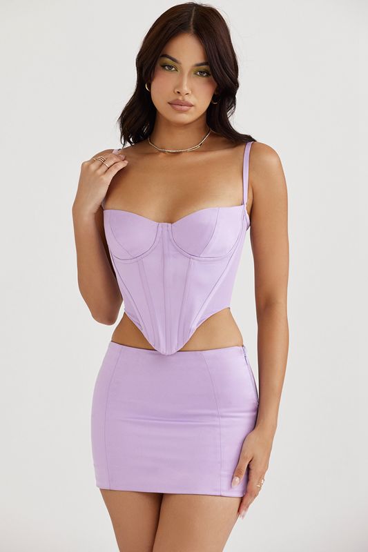 Jupe House Of Cb Satin Mini Violette | GEU-327589