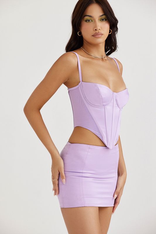 Jupe House Of Cb Satin Mini Violette | GEU-327589