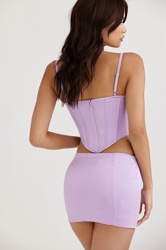 Jupe House Of Cb Satin Mini Violette | GEU-327589