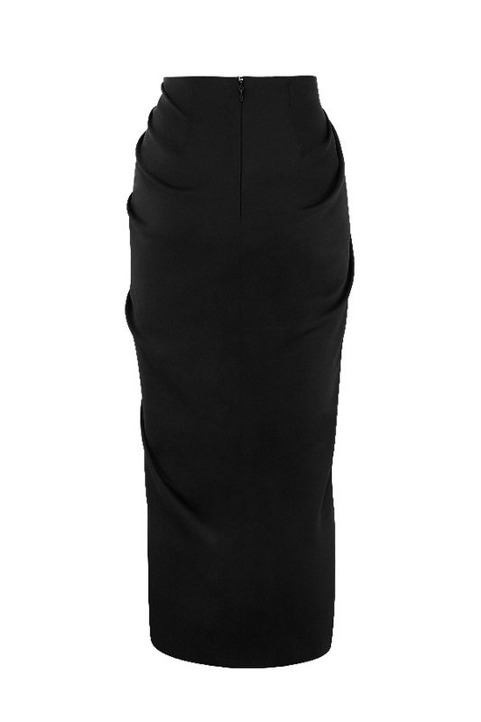 Jupe House Of Cb Silky Satin Draped Noir | EGI-452798