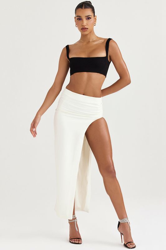 Jupe House Of Cb Thigh Split Midi Blanche | EFB-206798