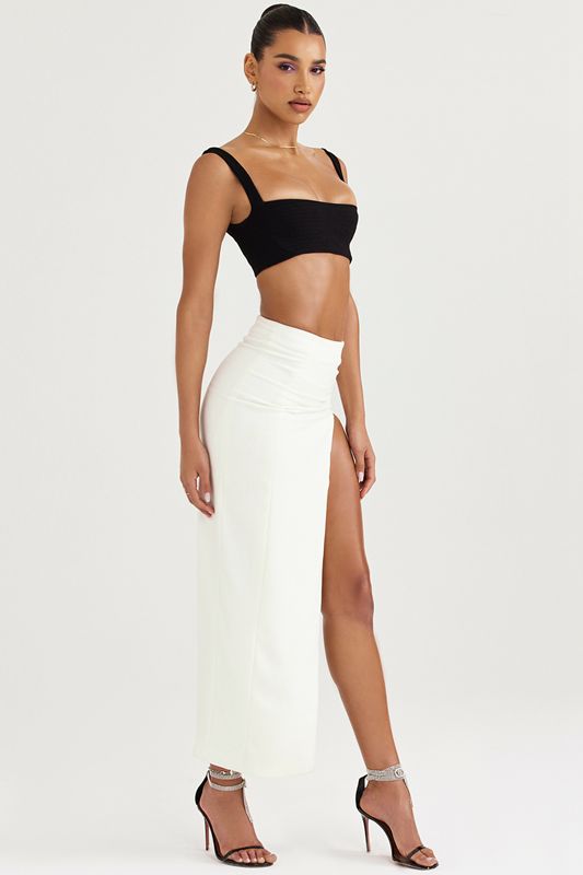 Jupe House Of Cb Thigh Split Midi Blanche | EFB-206798