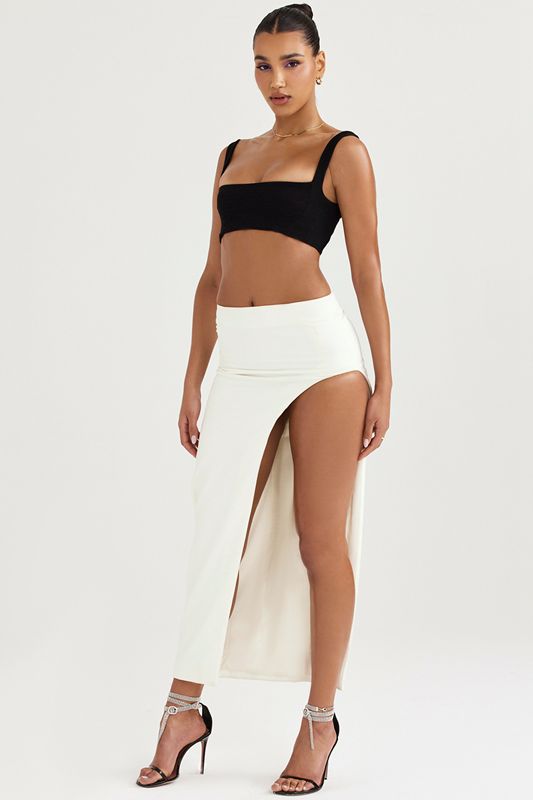 Jupe House Of Cb Thigh Split Midi Blanche | EFB-206798