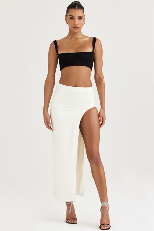 Jupe House Of Cb Thigh Split Midi Blanche | EFB-206798