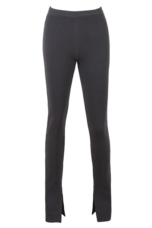 Leggings House Of Cb Grey Nervuré Knit Noir | HNS-219048