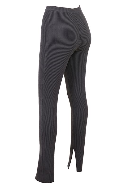 Leggings House Of Cb Grey Nervuré Knit Noir | HNS-219048