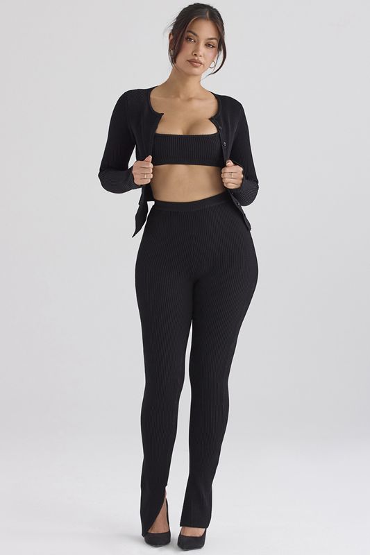 Leggings House Of Cb Nervuré Knit Noir | PMI-418936