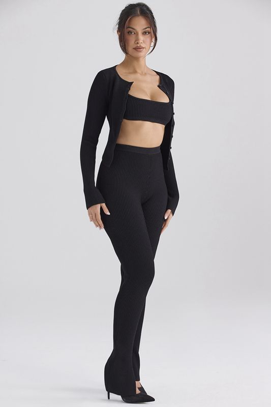 Leggings House Of Cb Nervuré Knit Noir | PMI-418936