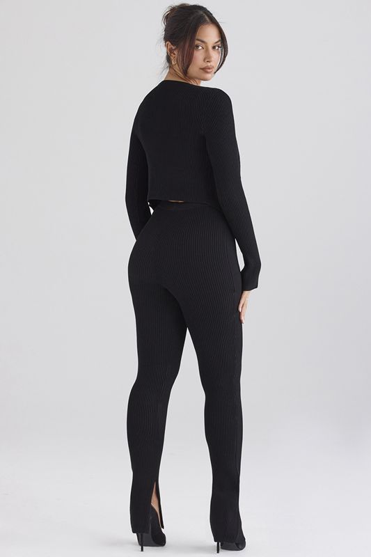 Leggings House Of Cb Nervuré Knit Noir | PMI-418936