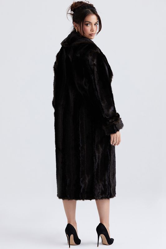 Manteaux House Of Cb Brown Faux Fur Noir | ZGP-430152