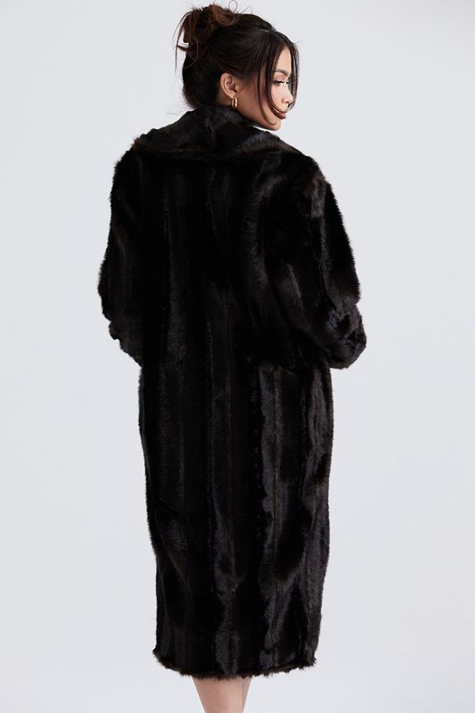 Manteaux House Of Cb Brown Faux Fur Noir | ZGP-430152