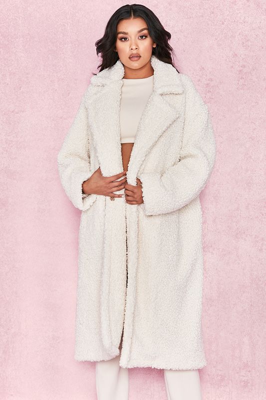 Manteaux House Of Cb White Faux Fur Sherpa Blanche | WPS-531962