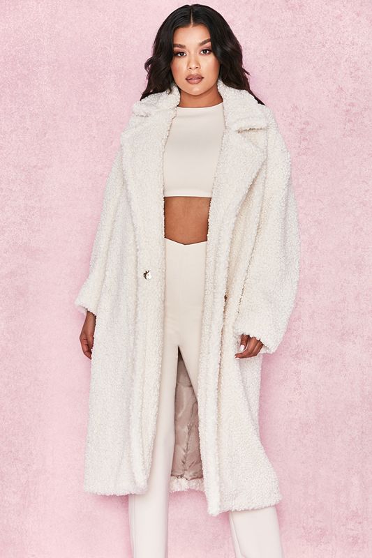 Manteaux House Of Cb White Faux Fur Sherpa Blanche | WPS-531962