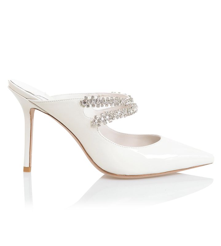 Mules House Of Cb Vernis Crystal Embellished Blanche | NDQ-964085