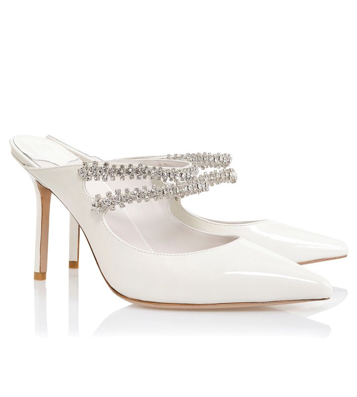 Mules House Of Cb Vernis Crystal Embellished Blanche | NDQ-964085