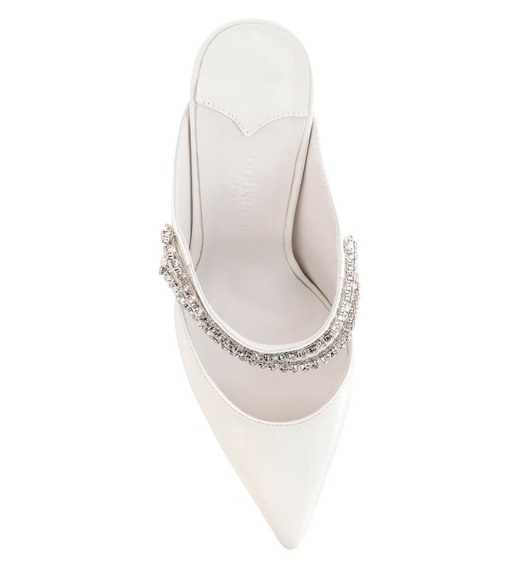 Mules House Of Cb Vernis Crystal Embellished Blanche | NDQ-964085