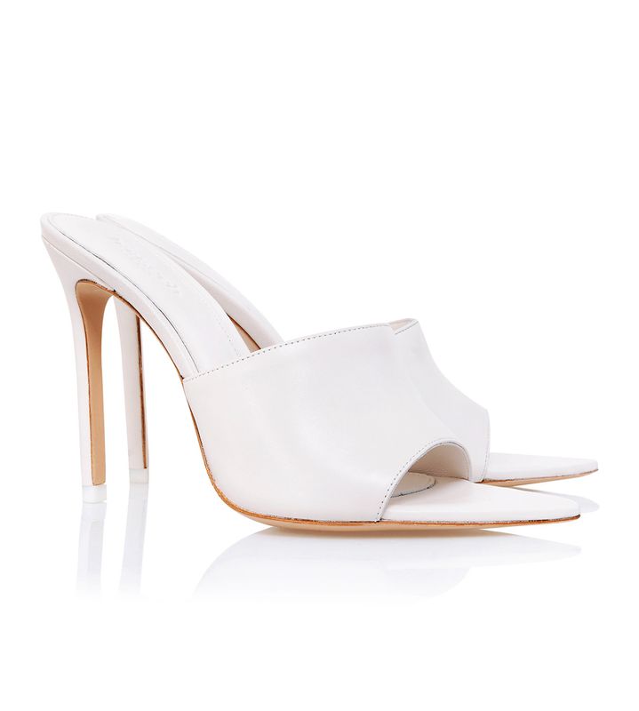 Mules House Of Cb White Cuir Pointed Blanche | PMG-923067