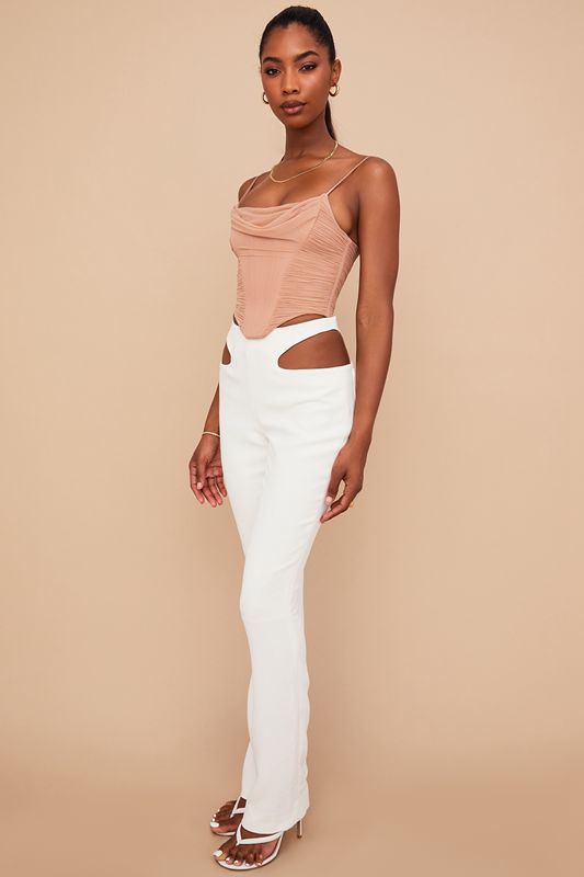 Pantalon House Of Cb Crepe Cutouts Blanche | ESN-347092