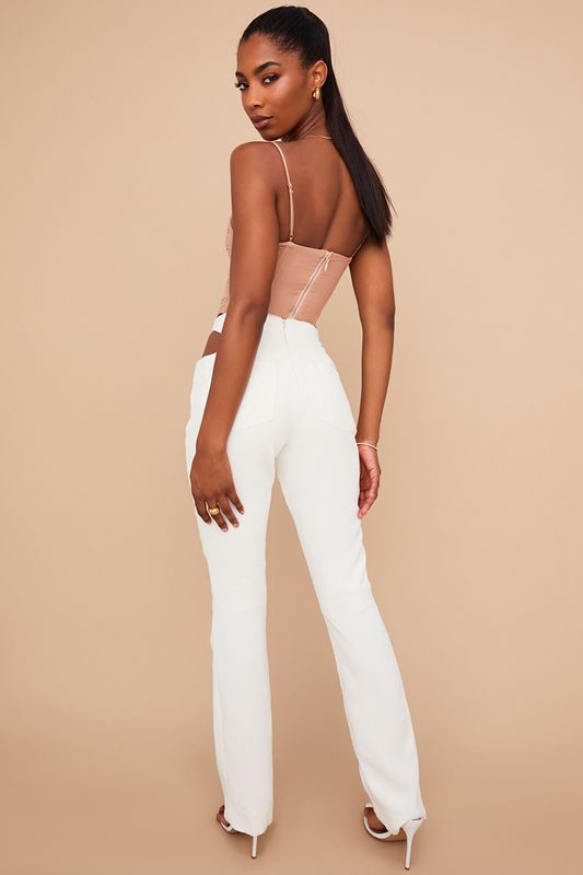 Pantalon House Of Cb Crepe Cutouts Blanche | ESN-347092