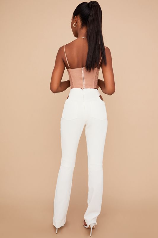 Pantalon House Of Cb Crepe Cutouts Blanche | ESN-347092