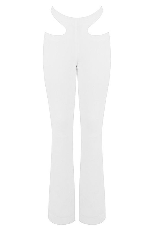 Pantalon House Of Cb Crepe Cutouts Blanche | ESN-347092