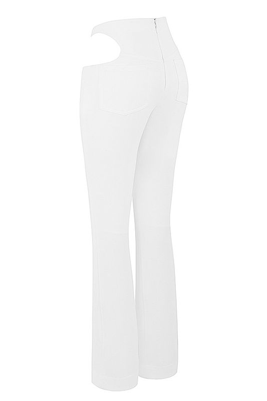 Pantalon House Of Cb Crepe Cutouts Blanche | ESN-347092