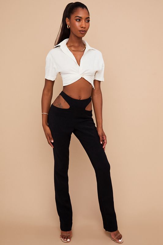 Pantalon House Of Cb Crepe Cutouts Noir | UQD-174862