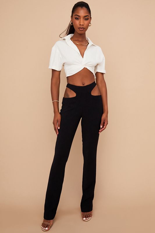 Pantalon House Of Cb Crepe Cutouts Noir | UQD-174862