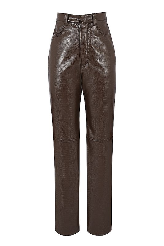 Pantalon House Of Cb Croc Stretch Vegan Leathers Chocolat | DZQ-458316