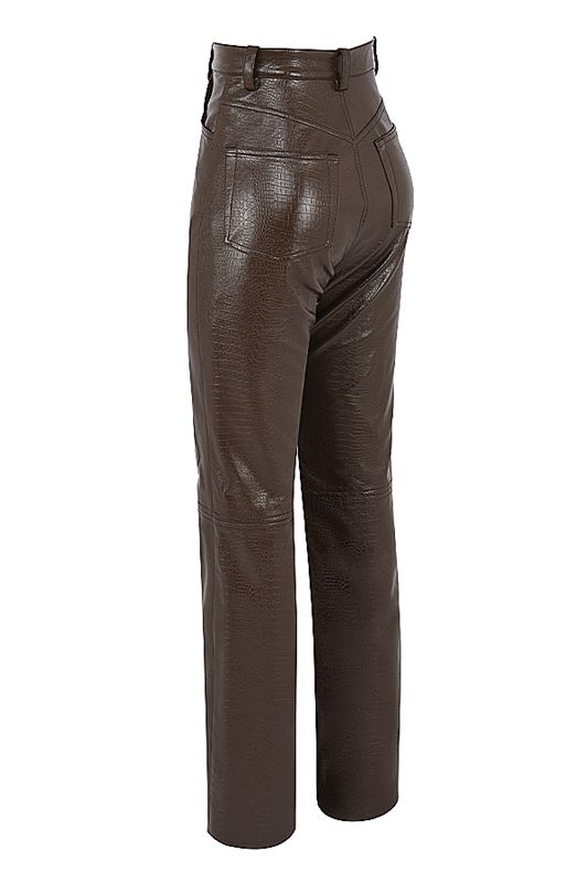 Pantalon House Of Cb Croc Stretch Vegan Leathers Chocolat | DZQ-458316