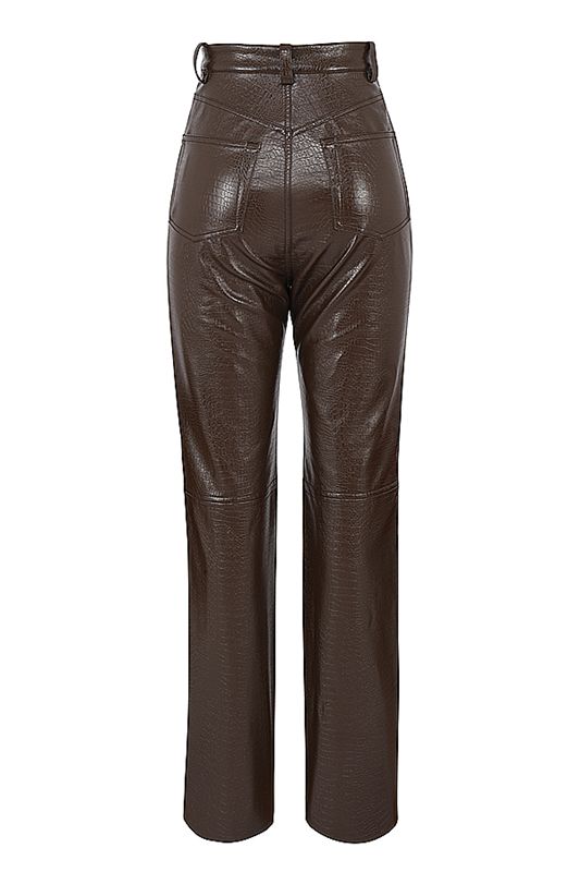 Pantalon House Of Cb Croc Stretch Vegan Leathers Chocolat | DZQ-458316