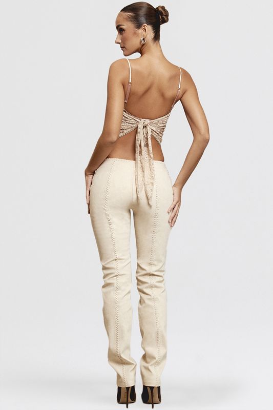 Pantalon House Of Cb Faux Daim Dentelle Ups Beige | FEM-862054