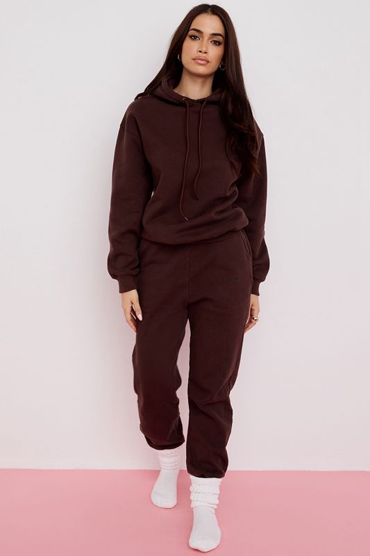 Pantalon House Of Cb Fleece Back Jogging Chocolat | ETX-297081