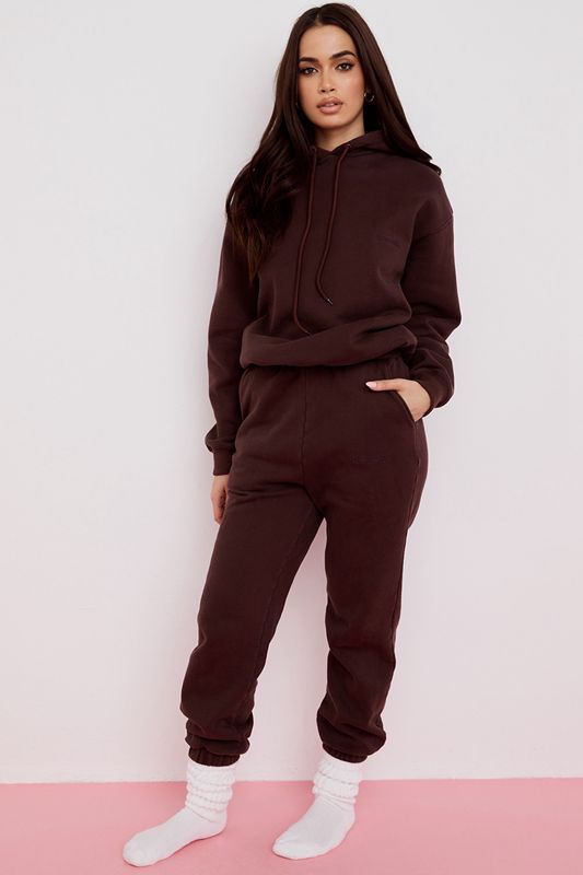 Pantalon House Of Cb Fleece Back Jogging Chocolat | ETX-297081