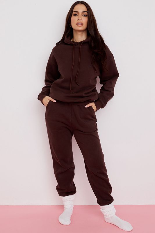 Pantalon House Of Cb Fleece Back Jogging Chocolat | ETX-297081