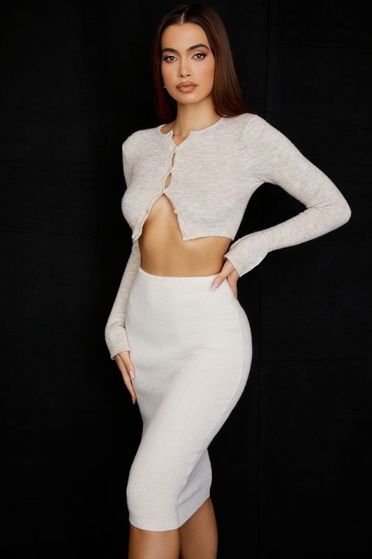 Pantalon House Of Cb Knit Midi Blanche | ADC-623907