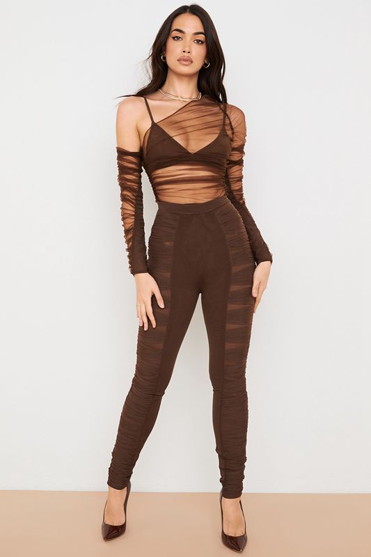 Pantalon House Of Cb Layered Meshs Chocolat | JXK-490258