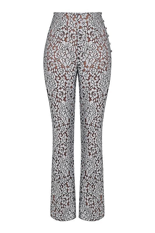 Pantalon House Of Cb Metallic Laces Argent | KJM-316594