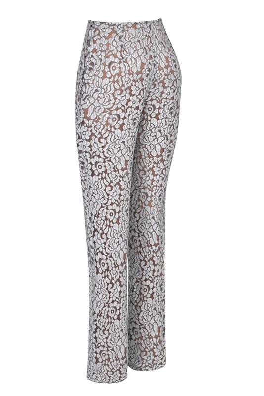 Pantalon House Of Cb Metallic Laces Argent | KJM-316594