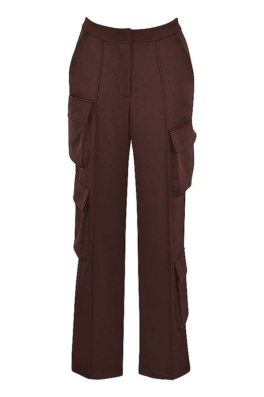 Pantalon House Of Cb Satin Cargos Chocolat | KGZ-029368